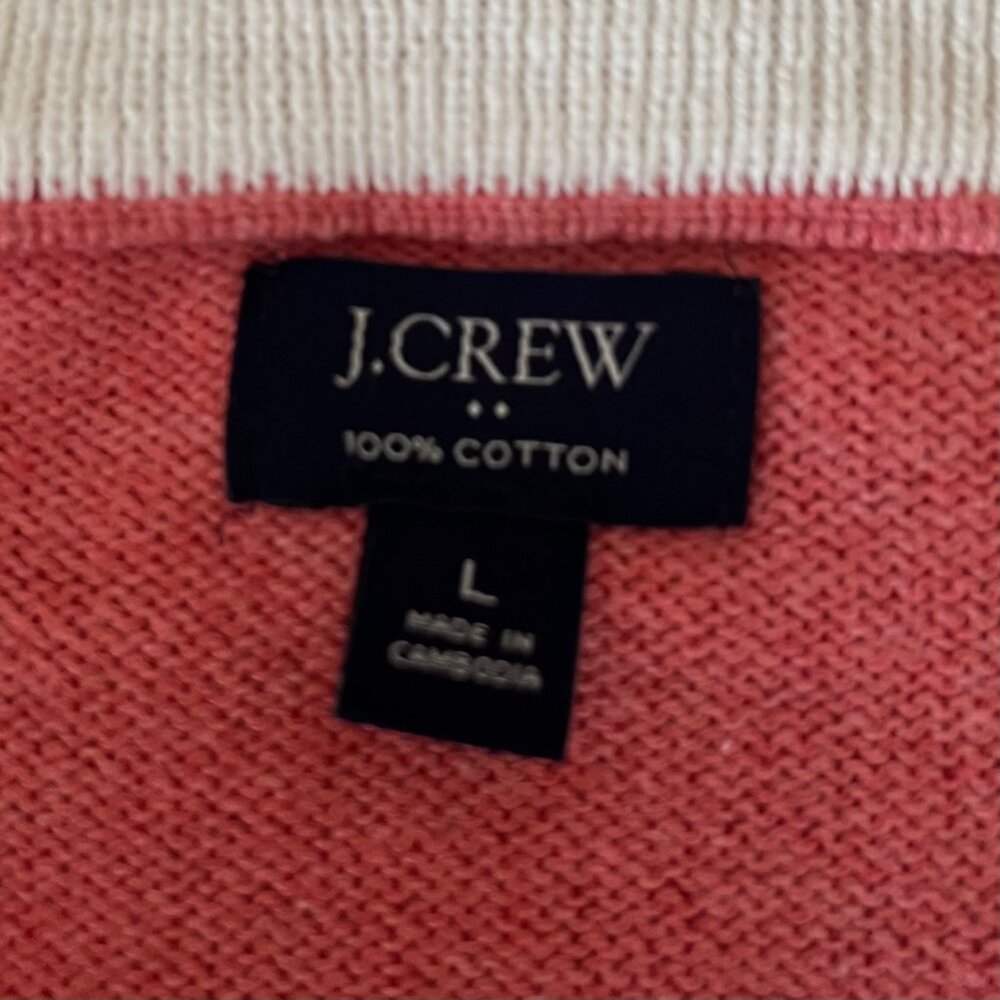 New! J Crew Cotton Quarter Zip in Coral | Size Large - Picture 5 of 10